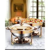 WENMILY Set Chafing Dish Buffet 6L,2pcs Scaldavivande,Rosa Oro e Argento