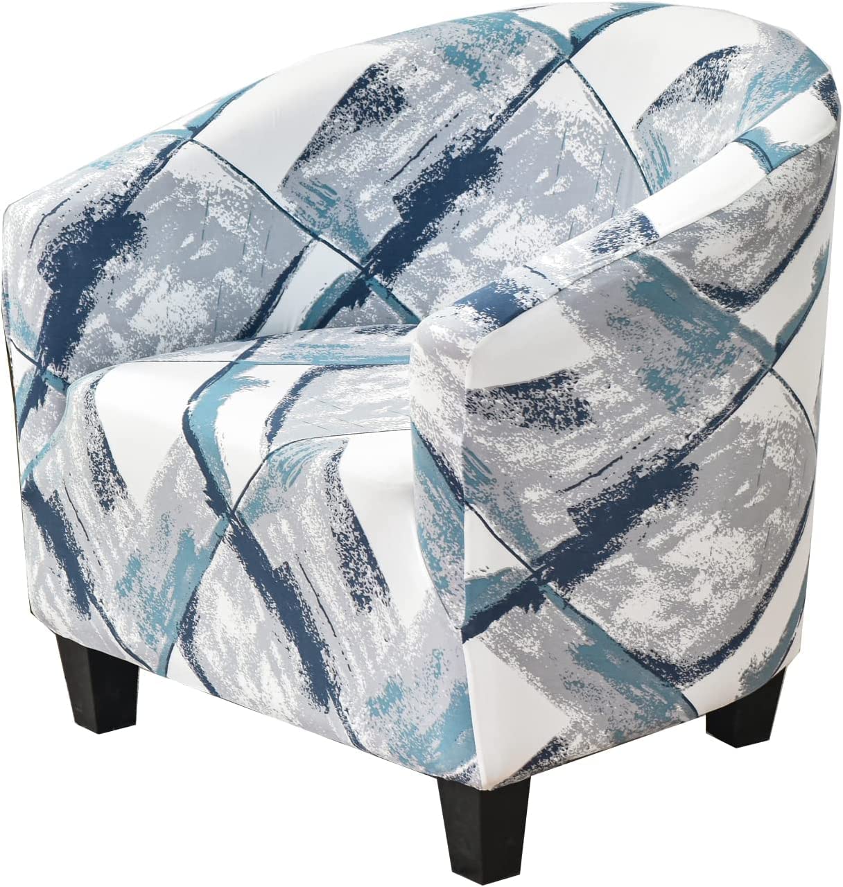uyeoco Club Chair Slipcover Printed Tub Chair Slipcover Armchair Covers Soft Printed Round Barrel Chair Covers Couch Covers with Elastic (Color : #26)