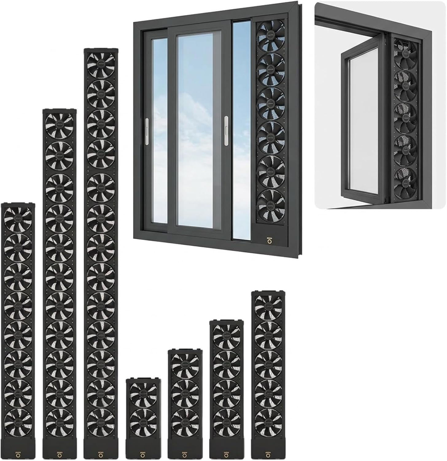 Vertical Window Exhaust Fan with Reversible Airflow, Fits 13.7-53.1" Sliding Windows, 16dB Quiet Extractor Fan for Bedroom, Kitchen, Office, No Assembly Required, Removeable Bug Screen(14.96-17.32in)
