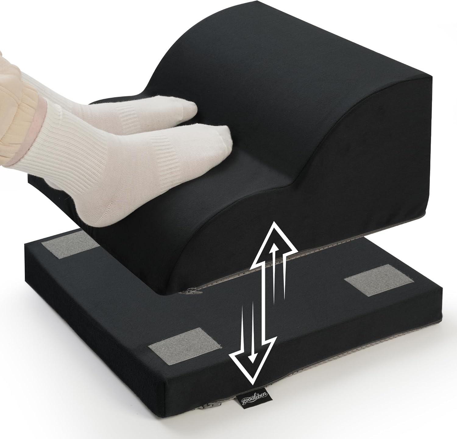 Removable & Washable Foot Rest for Under Desk, 2-Tier Adjustable Foot Stool for Office and Home, Ergonomic Footrest for Seating Comfort at Work/Study (Machine Washable Cover-Black)