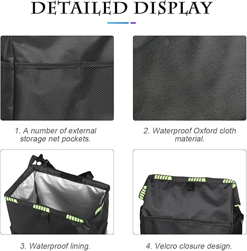Miniatura 4 de Fekey&JF Bote de basura colgante para automóvil con bolsillos de almacenamiento, bolsa de basura Oxford impermeable a prueba de fugas, organizador
