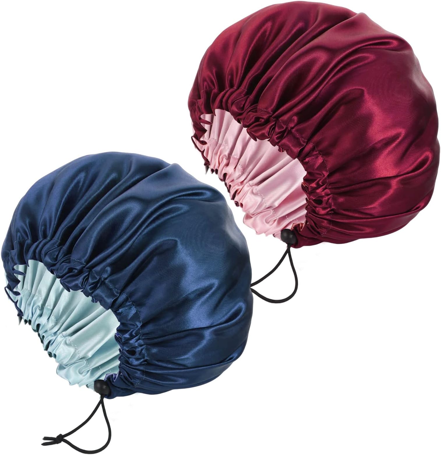 2 Pack Satin Bonnet for Sleeping, Double Layer Satin Cap for Natural and Curly Hair