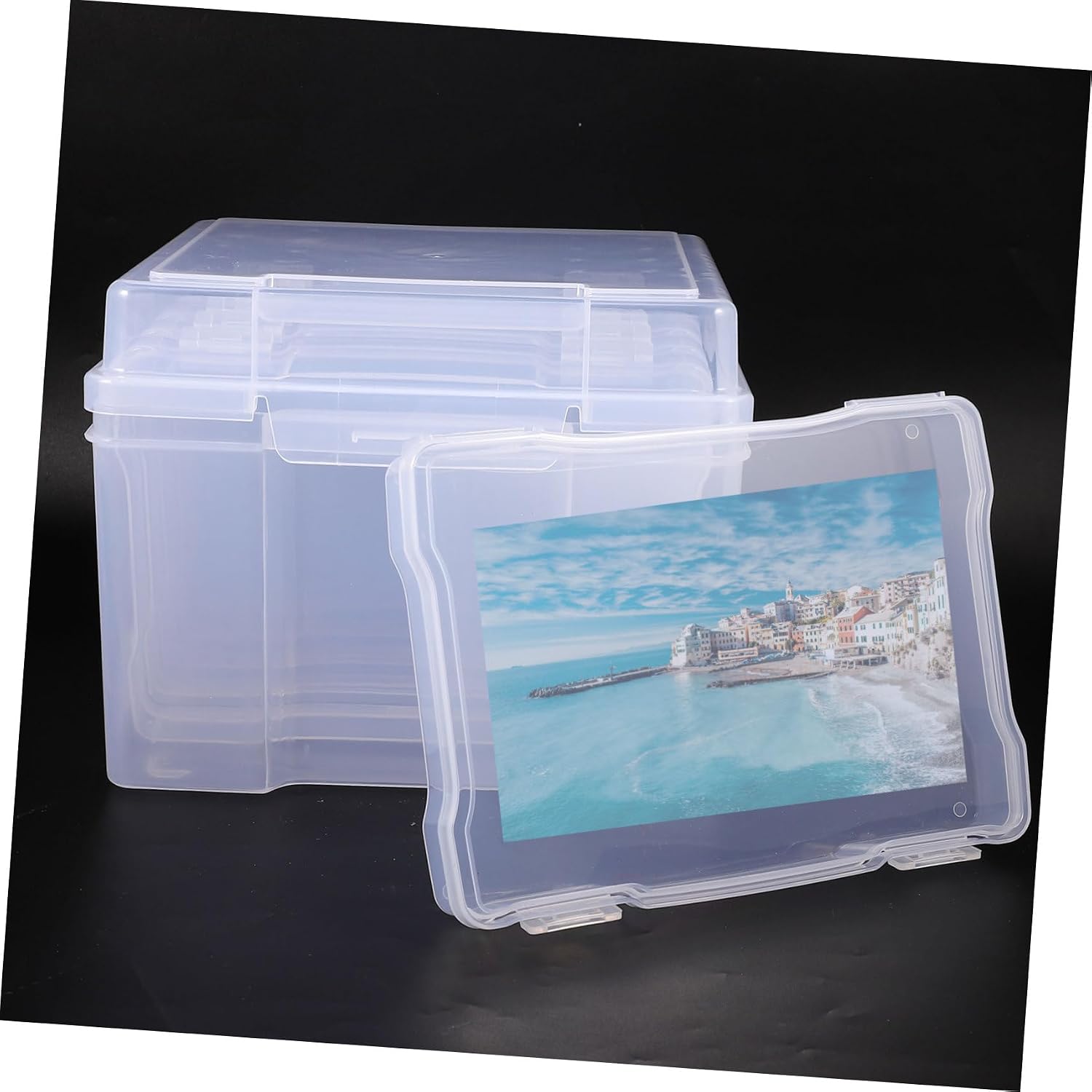 KICHOUSE 1set Photo Organizer Case for Postcards and Items Versatile Plastic Storage Snap-tight Closure for Crafting and Desktop Organization