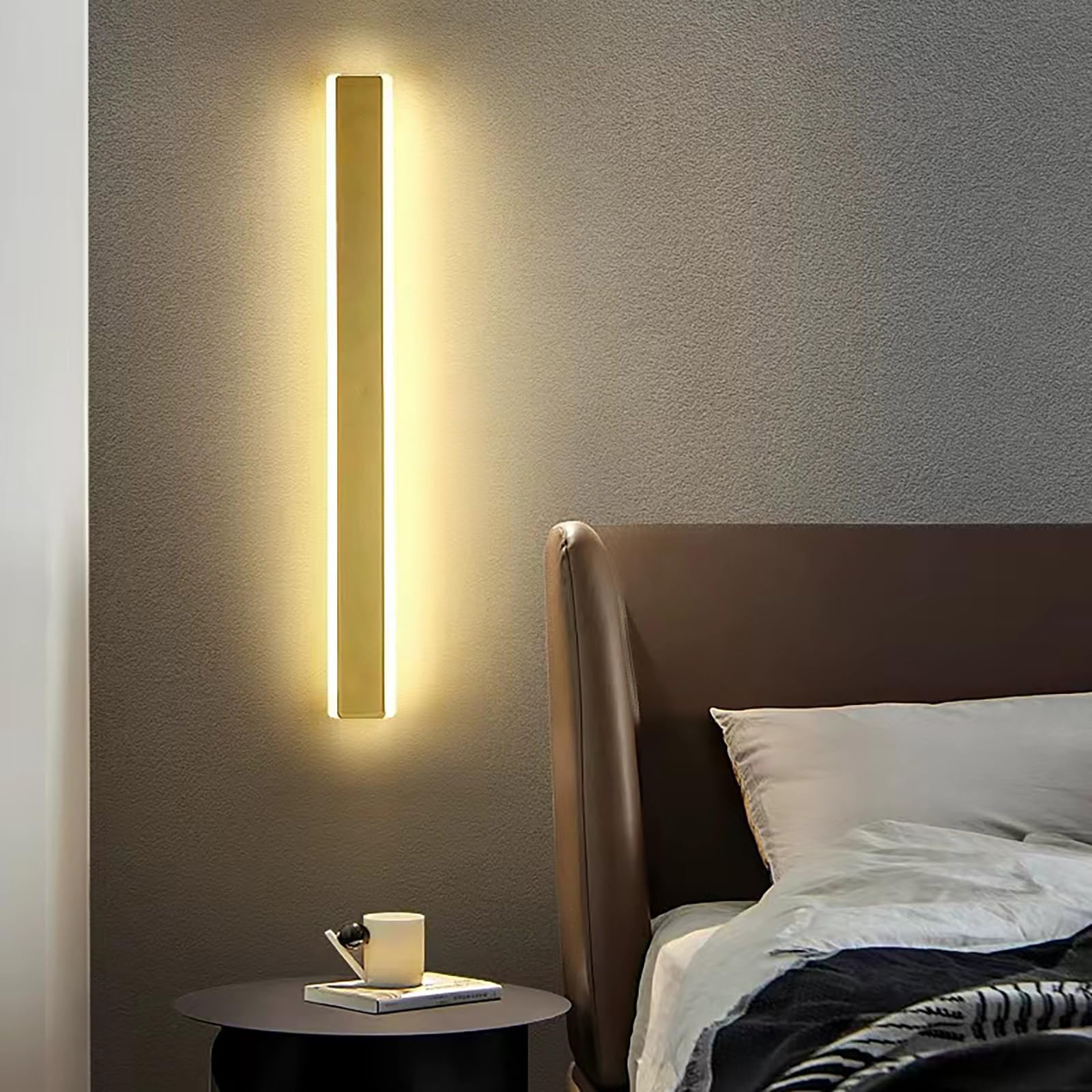 Dimmbare LED Wandlampe mit Fernbedienung Wandleuchte Modern Dimmbar Smart Wandlampe für Treppenhaus Wohnzimmer Schlafzimmer Treppen usw Warmweiß Kaltweiß Neutralweiß (2700K-6500K) (Schwarz,200CM)