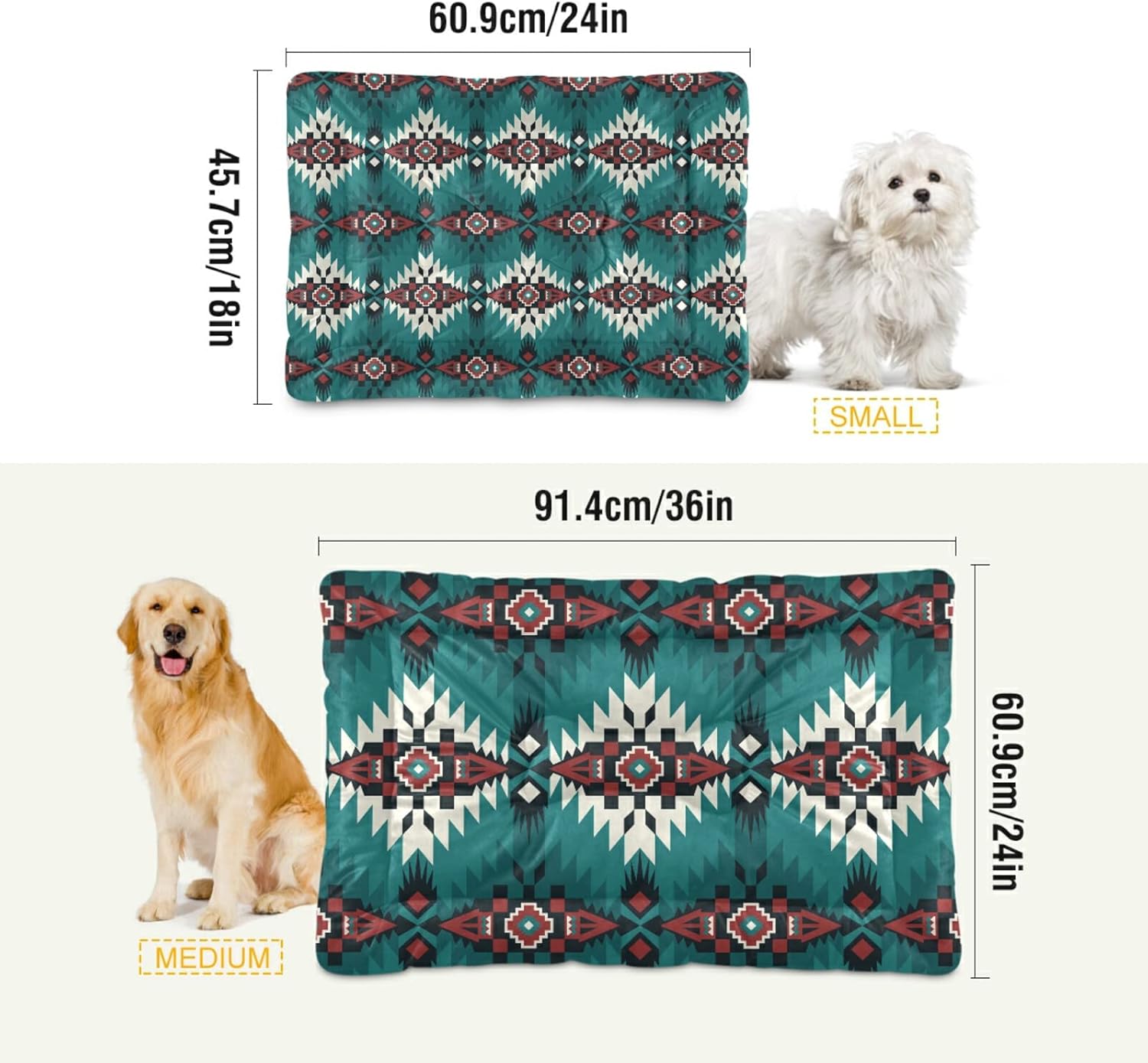 review Green Red White Native American Indian Southwest Aztec Ethnic Tribal Dog Pet Soft Bed Mat Comfortable Mattress, Non-Slip Washable for Puppy Cat Kennel Rectangle Blanket Sleeping Pad 36x24 inch