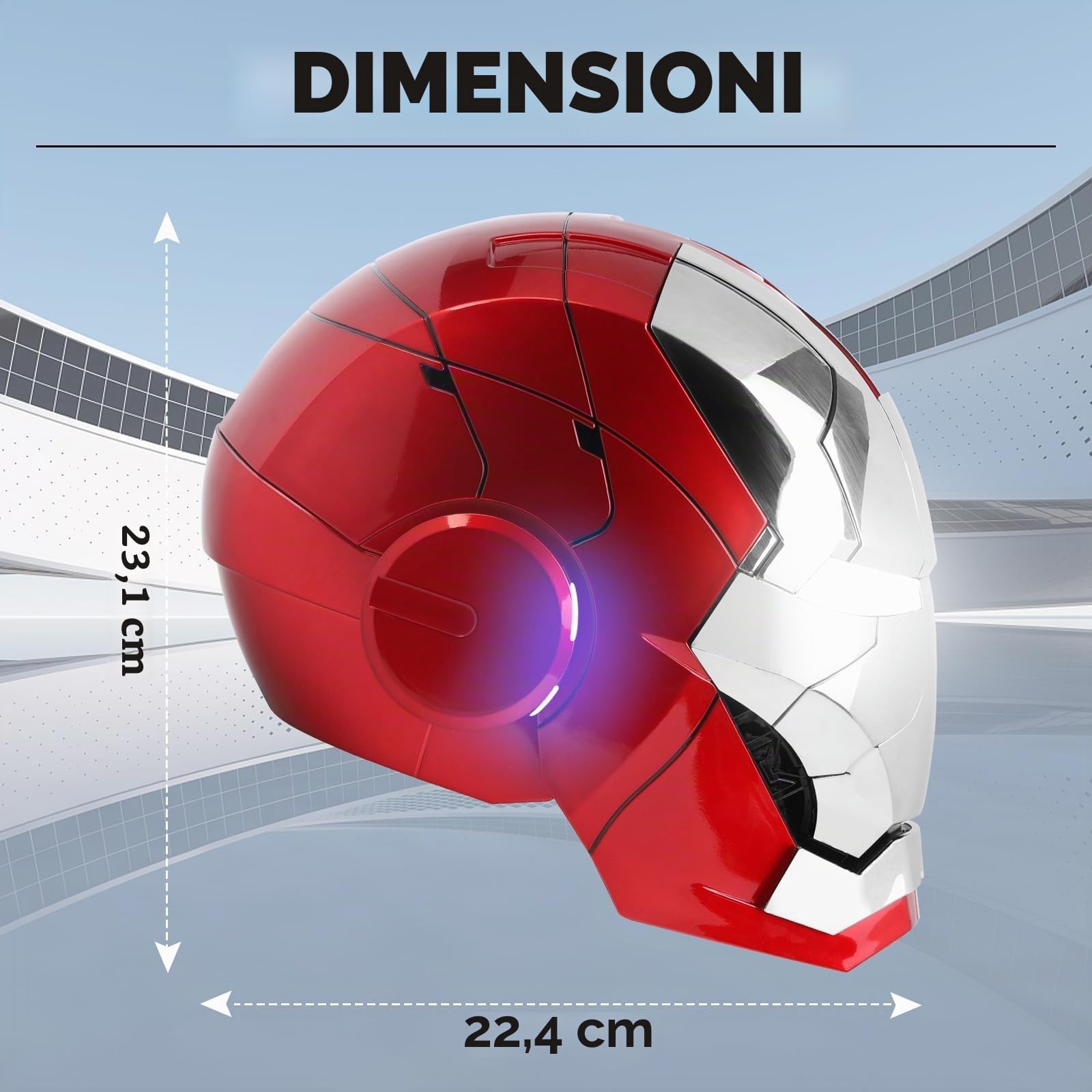 Iron-Man MK 5 Casco elettronico indossabile con voce e telecomando, occhi LED ed effetti sonori, perfetto per cosplay di supereroi, oggetti di scena cinematografici e da collezione per adulti, regalo
