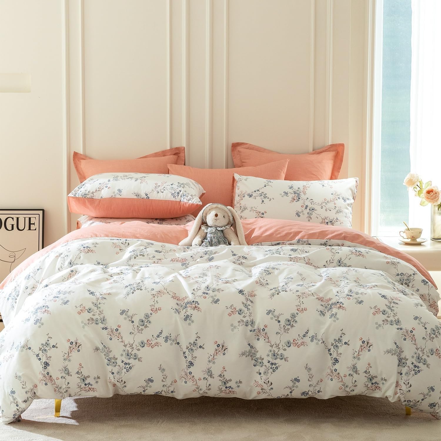 Housse de couette 220x240 blanc avec 2 taies d'oreiller pour lit 2 personnes