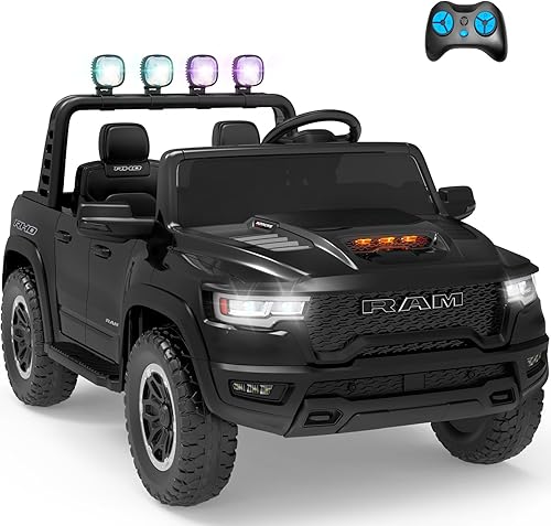 Coche eléctrico para niños, Ram 1500 RHO, juguetes de paseo de 24 V para niños grandes, funciona con batería con control remoto para padres, luz