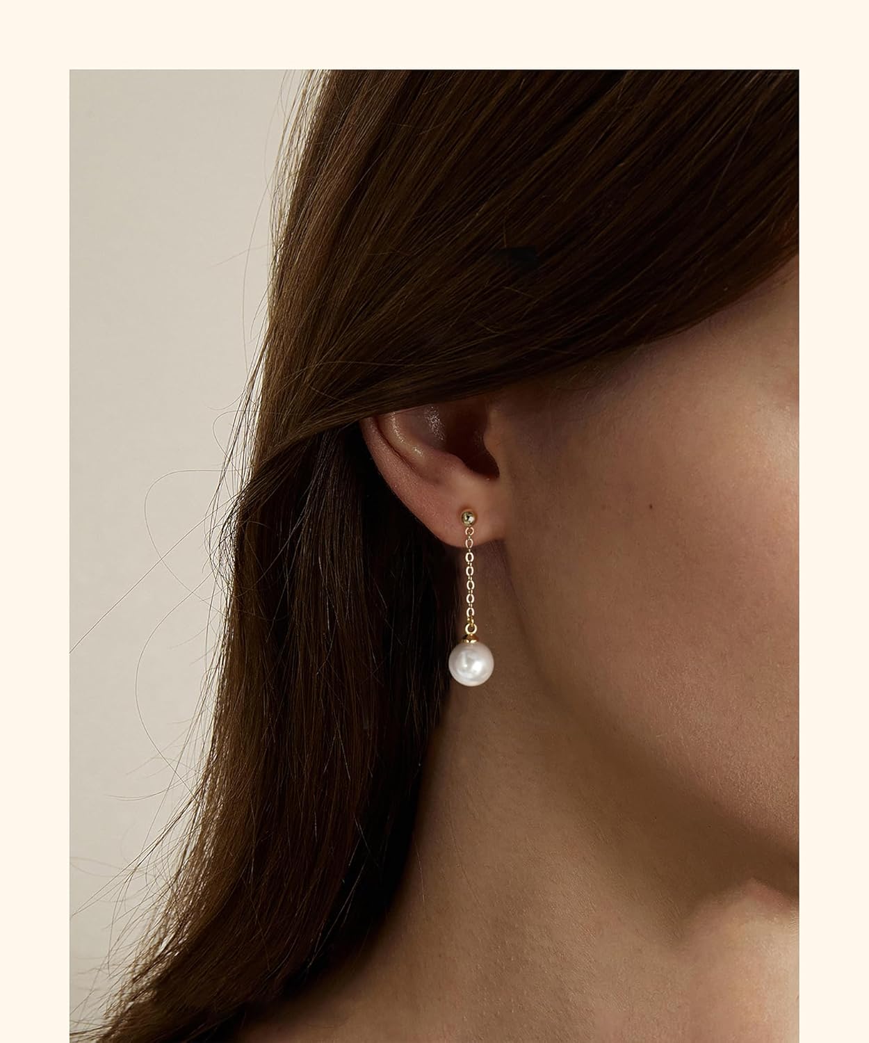 10mm White Pearl Drop Earrings for Women, 14K Gold Plated Long Dangle Earrings, 925 Silver Post Hypoallergenic Elegant Bridal Wedding Prom Jewelry Birthday Gifts - Image 4