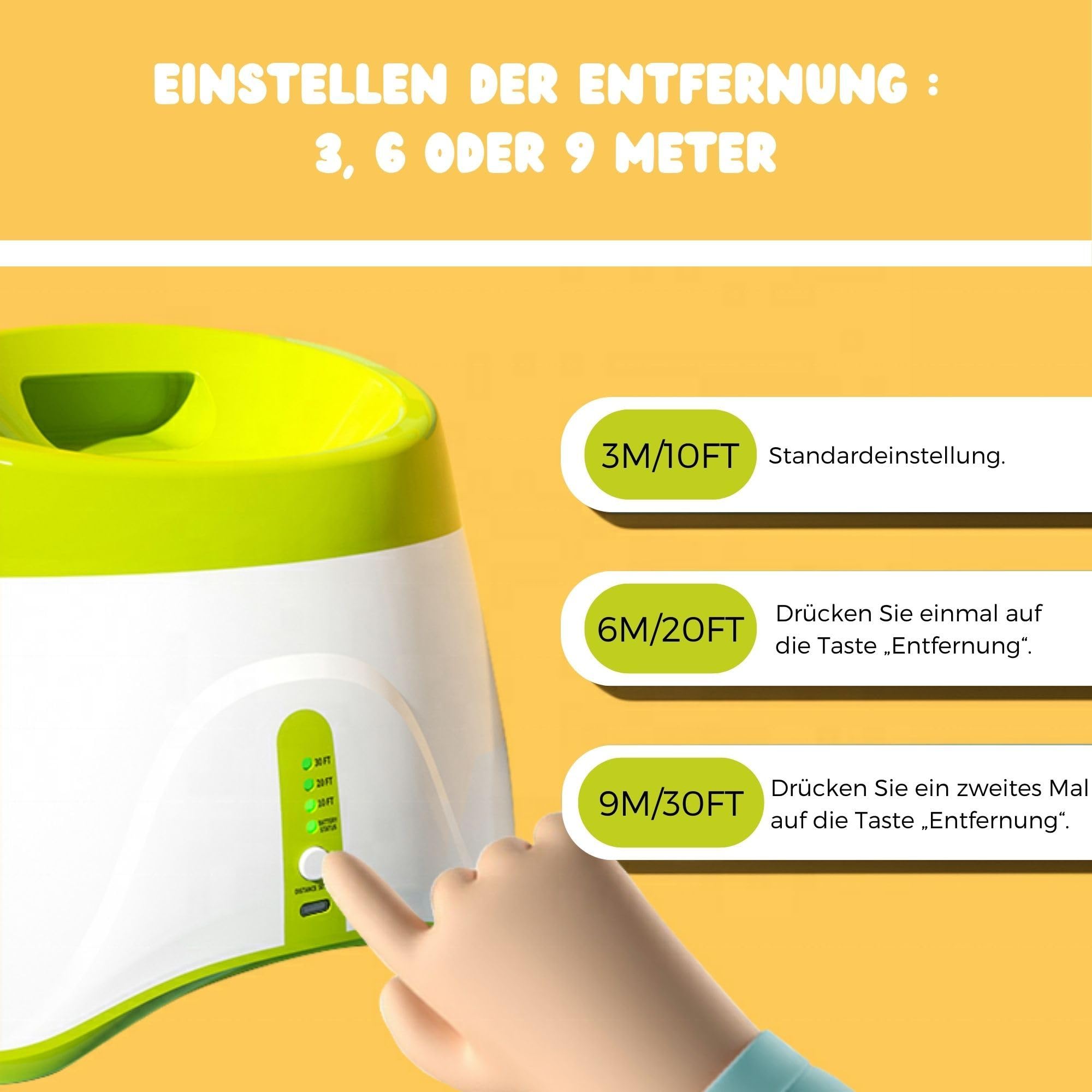 Climsom Automatischer Ballwerfer für Hunde Ballouf Interaktives Spielzeug mit 6 Bällen - 5 Stunden wiederaufladbare Batterie - 3 einstellbare Entfernungen