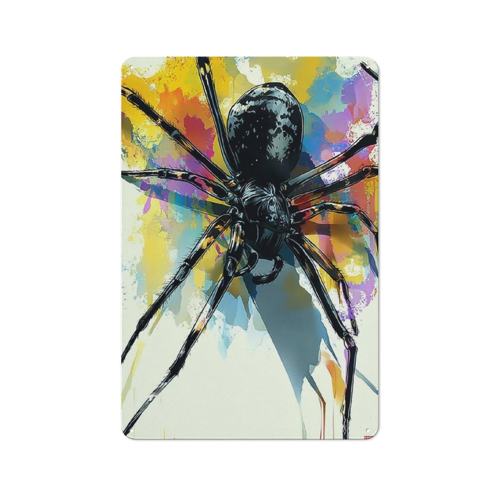 Junmoney Colorful Spider Artwork -2 Decorative Metal Sign 30X20cm, Creative Studio Wall Plaque For Hobby Room, Office, Lounge Or Living Room