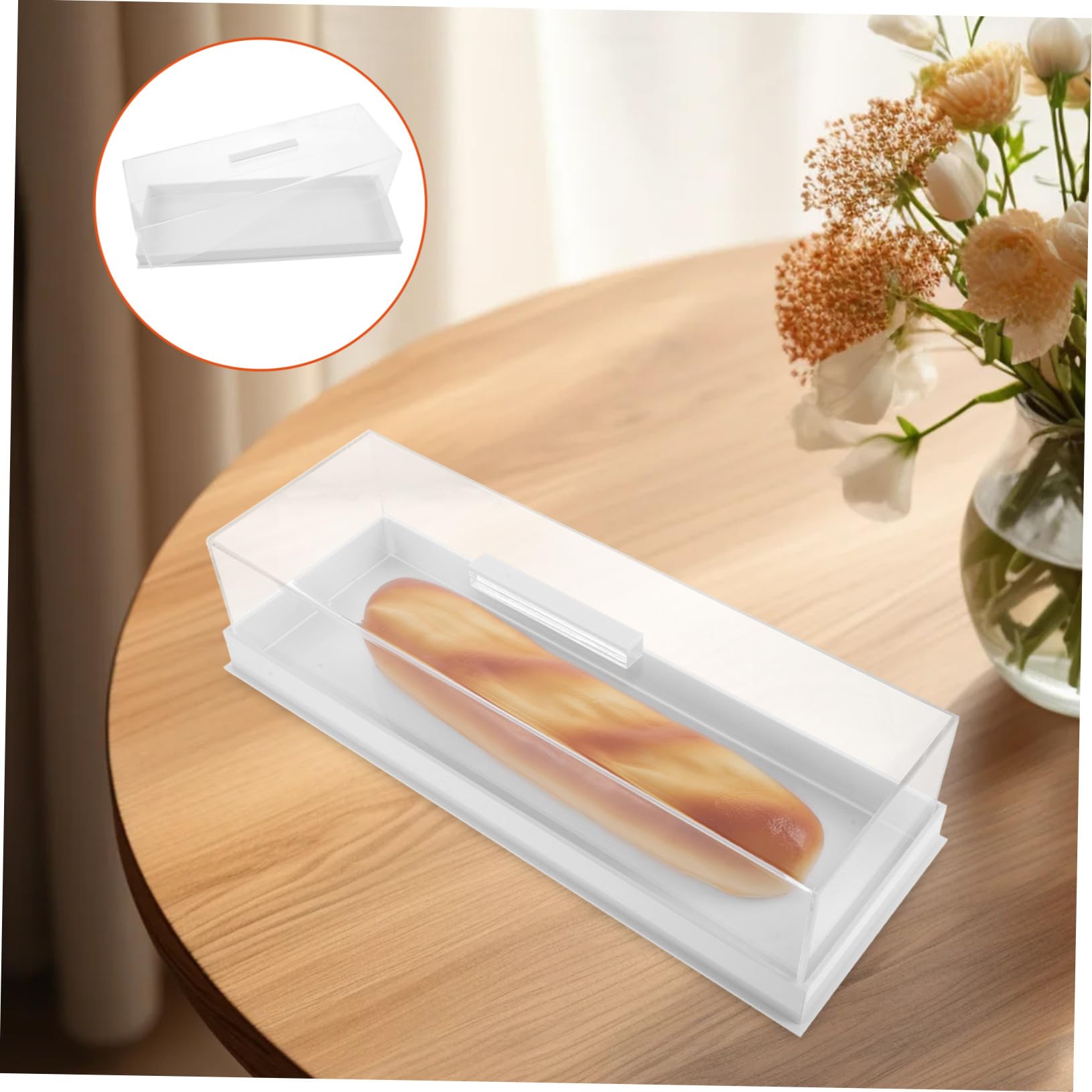IMIKEYA Caja de Presentación Rectangular con Bandeja para Pasteles de Acrílico Soporte para Tartas con Tapa para Cafetería y Hogar Bandeja para Tartas con Tapa