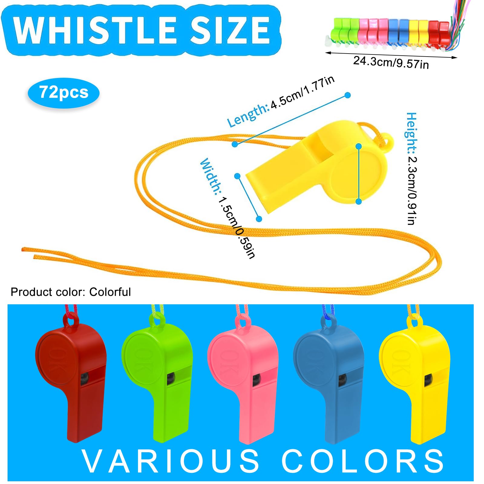 FdcZeyxior 8 Stück Sportpfeifen Set - Bunte Trillerpfeifen Mit Umhängeband Für Schiedsrichter