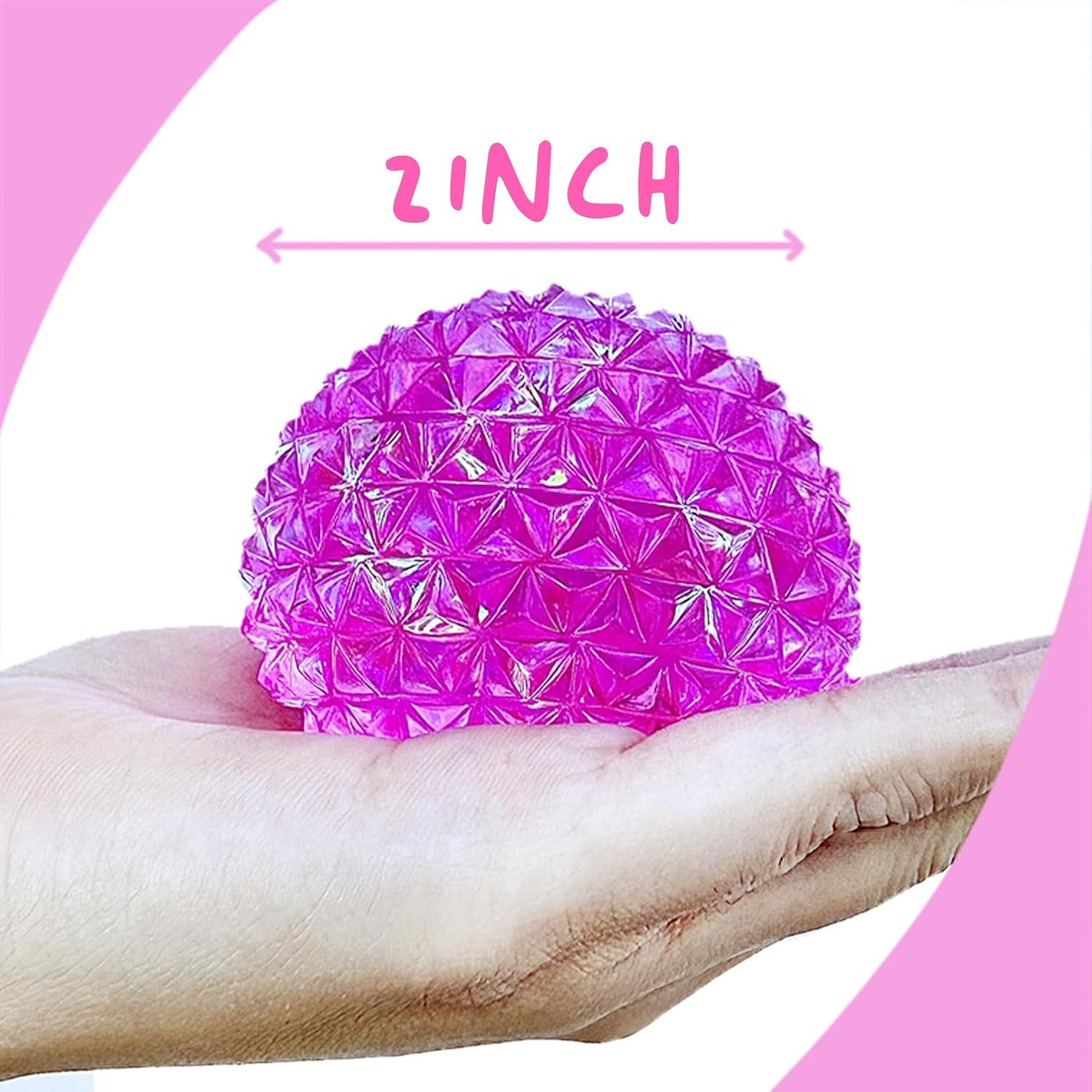Diamond Stress Ball - Cool Sensory Squishy Nice Squeeze Fidget Cute Squish Toy - 2.25" Ball