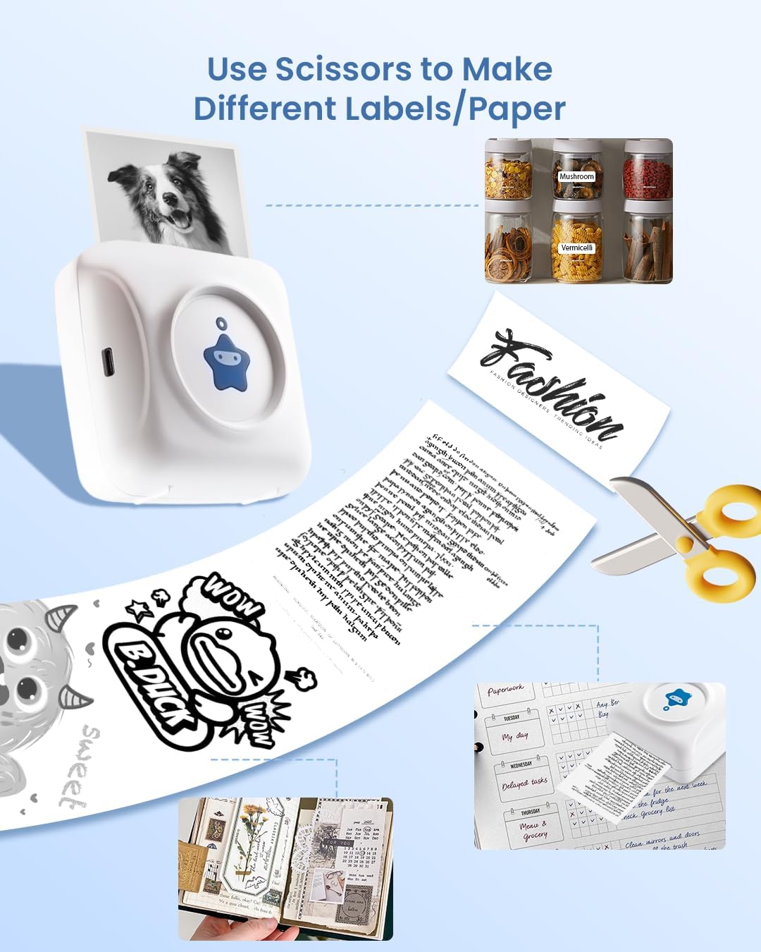 vretti Sticker Printer - TP2-Y Mini Portable Thermal Printer Inkless Sticker Maker Machine Bluetooth Label Maker Pocket Instant Print for Study Graphics, Anatomical Diagrams, Photos, Students - Image 7