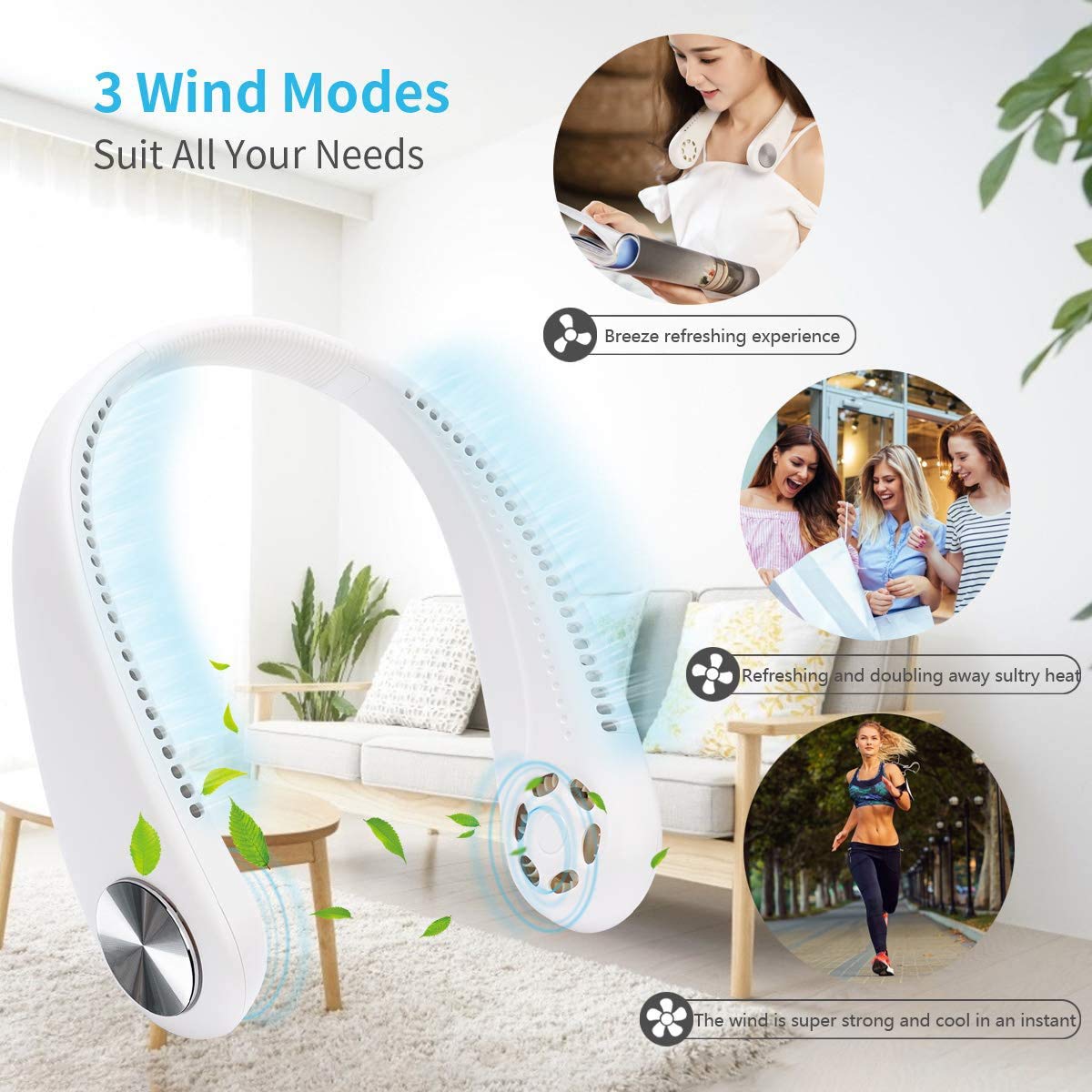 屋内屋外旅行用 USB充電式 パーソナルファン ヘッドフォンデザイン 3スピード 屋内屋外旅行用 USB充電式 パーソナルファン ヘッドフォンデザイン 3