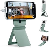 Vista 1 de MOFT Trípode para teléfono con palo selfie para iPhone, soporte de iPhone de múltiples ángulos, soporte de teléfono ligero y portátil, imanes Seafoam