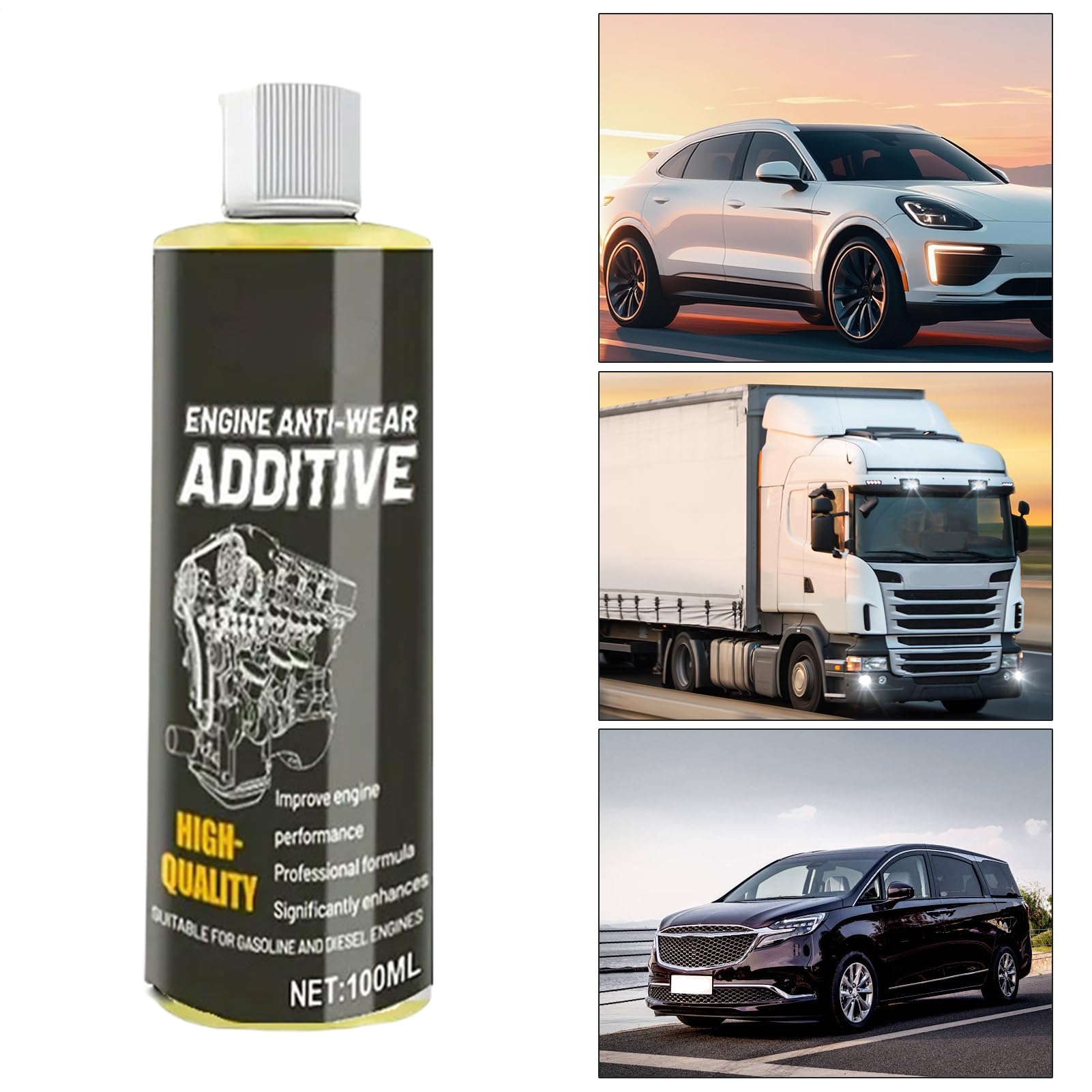 Generico Aditivo para de Motor y Coche, 100 ml, Alta eficiencia, antidesgaste, Protector, aditivos para líquidos de Motor y, para Reducir el Ruido por vibración y fricción