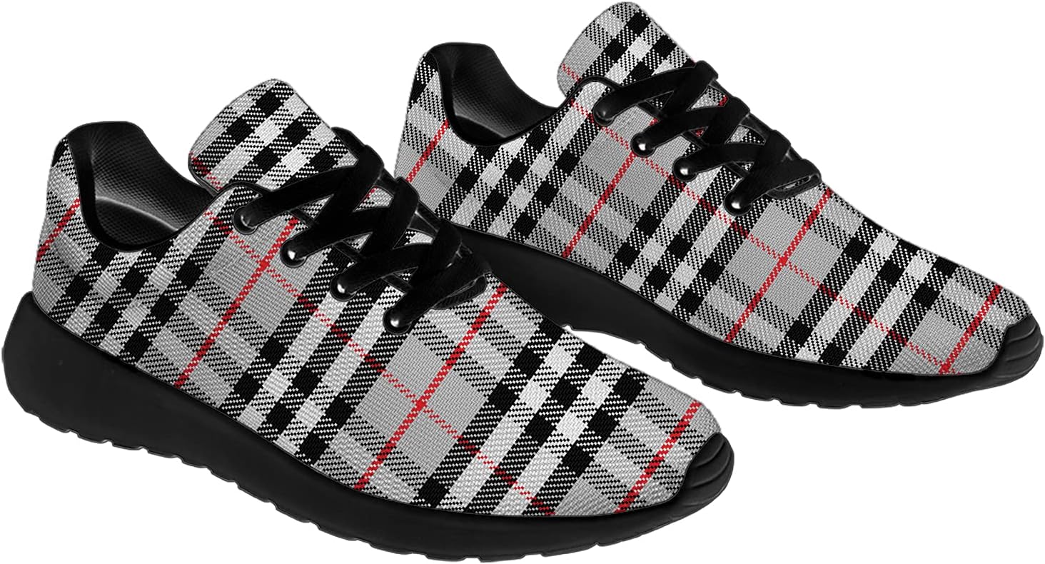 horethy Plaid Shoes for Women Men Running Shoes Lightweight Walking Tennis Sneakers Jogging Shoes Gifts