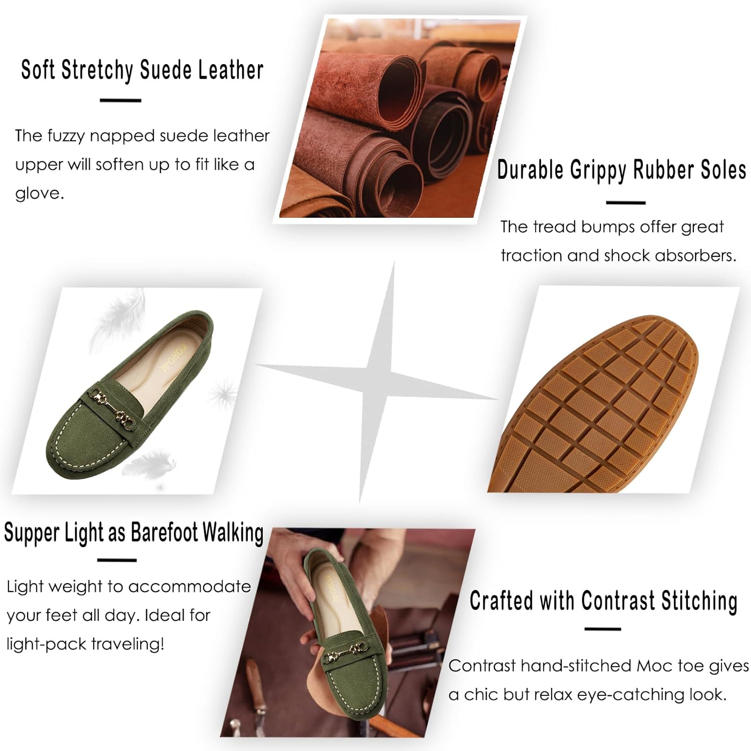 KORDAL Women's Comfortable & Lightweight Suede Leather Loafers Slip-Ons Driving Mocs Walking Shoes Cute Business Casual Dress Shoes Work Flats for Women - Image 4