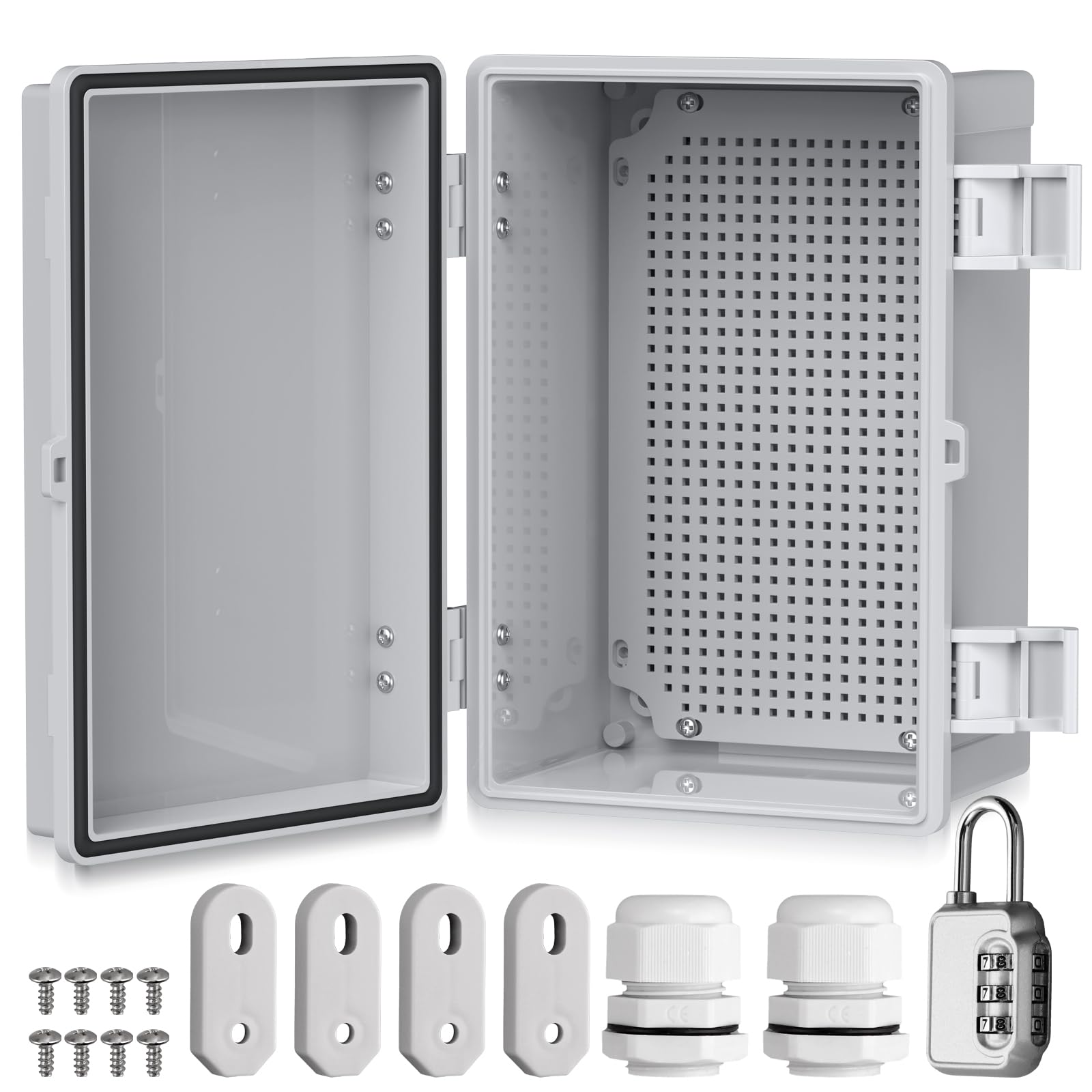 Scatola Di Derivazione Stagna IP65 In ABS Bianco - Contenitore Progetti Fai Da Te 263x185x95mm Con Viti - 2
