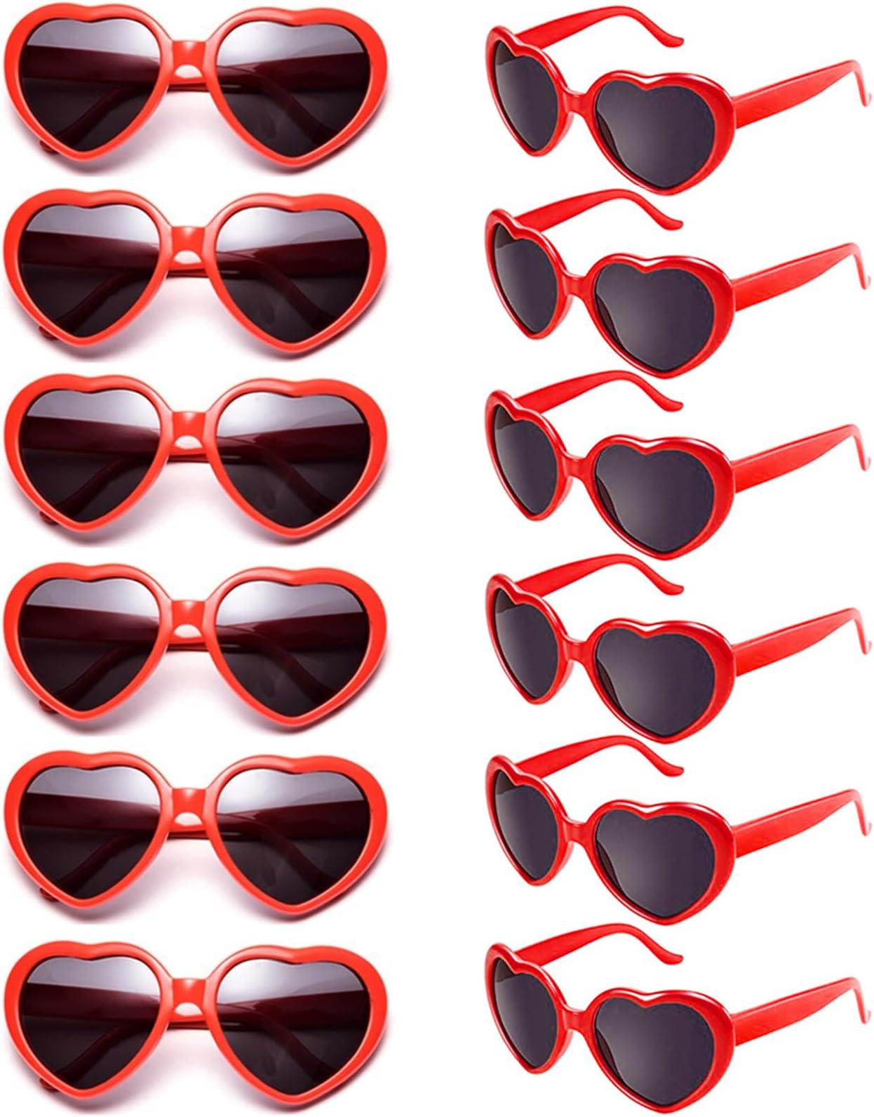 12 Pack Neon Colors Heart Shape Party Favors Sunglasses Unisex Wholesale