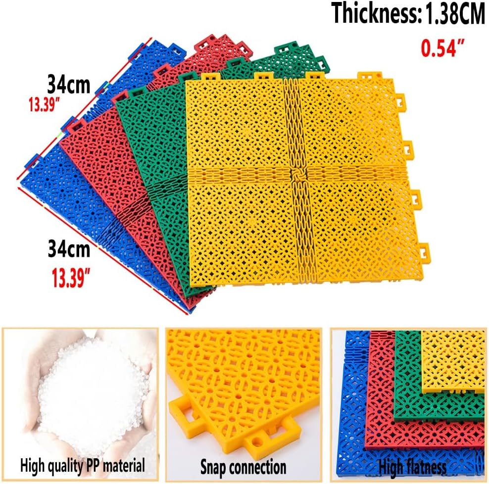 Floor Tiles 34CM Outdoor Modular Interlocking Floor Tiles, Basketball Court Badminton Court Gymnasium Non-Slip wear-Resistant Sports Floor,Purple-1PCS