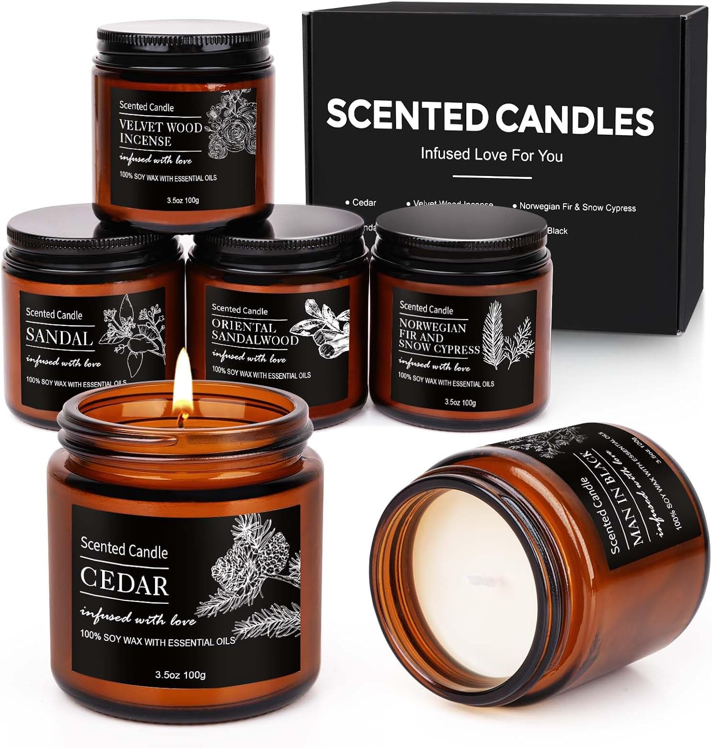 Candles for Men Scented Candles Gifts for Men, 6 Packs