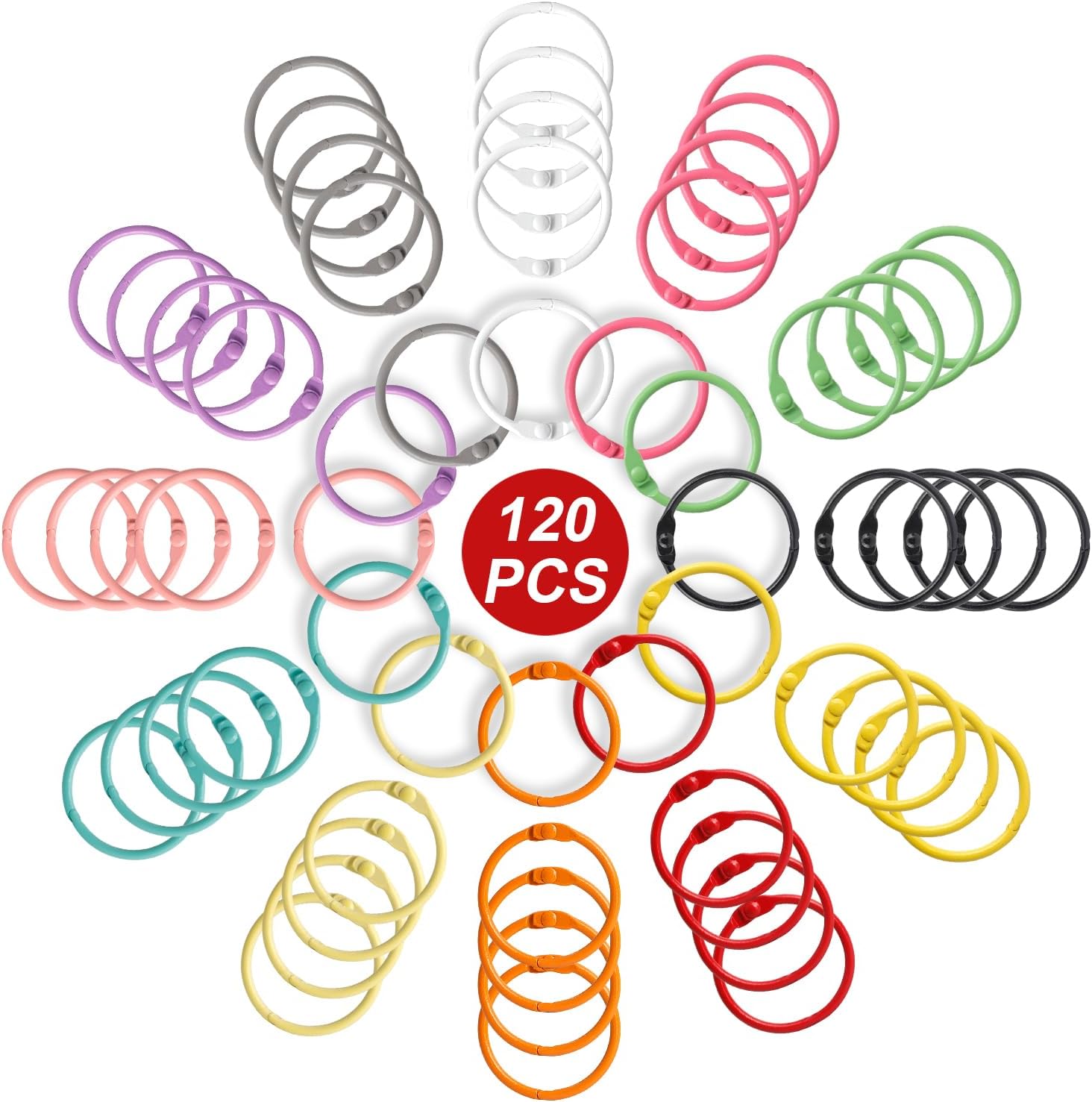 100 Anneaux Reliure Métal 30 Mm – 10 Couleurs, Anneaux Livre Pour Albums Photo, Scrapbooking, Menu, Porte-Clés