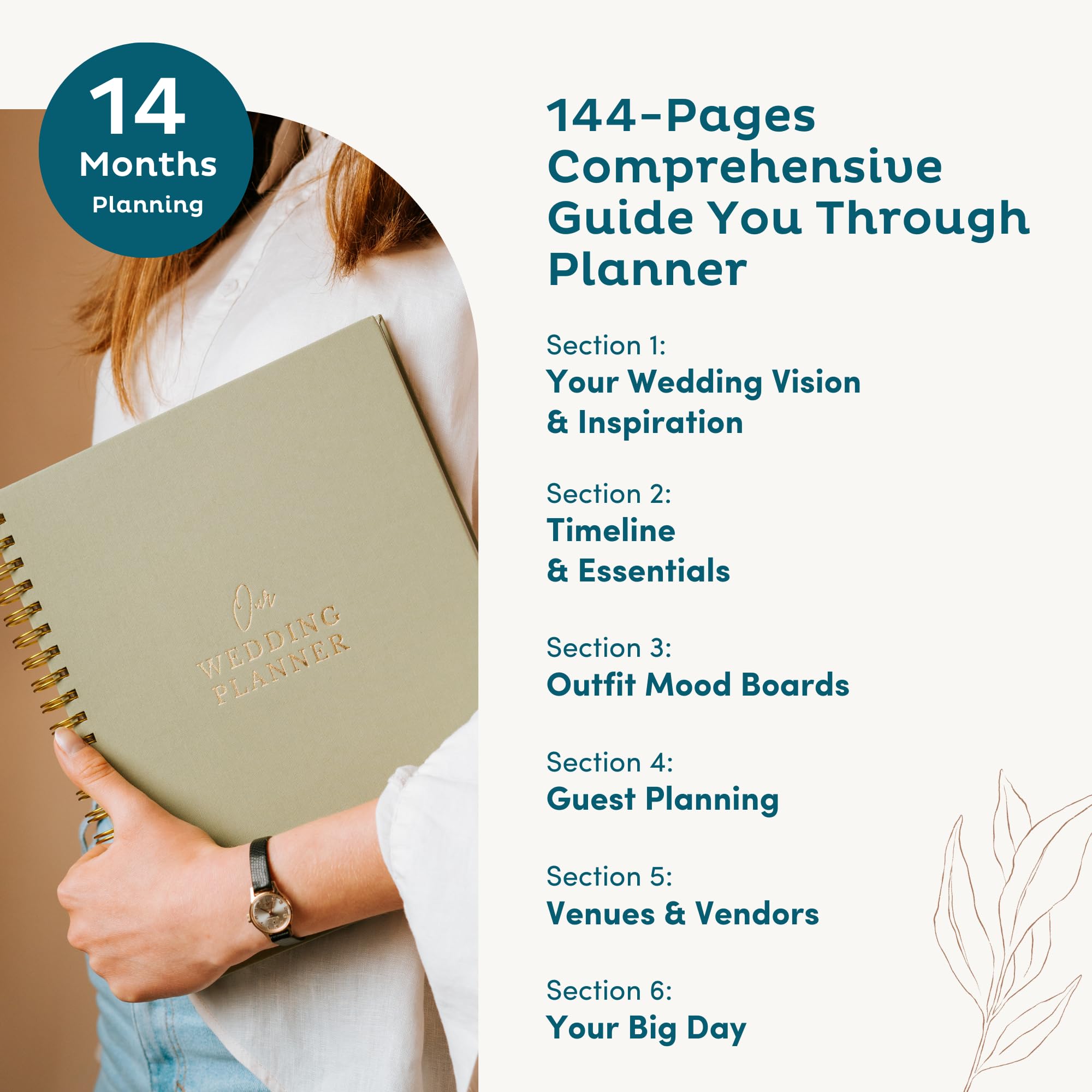 Umfassendes Hochzeitsplaner-Buch und Organizer für die Braut – Hochzeitsplanungsbuch, Verlobungsgeschenke für Frauen, zukünftige Braut, Hochzeits-Notizbuch, Hochzeitsplaner für die Braut (Leinen
