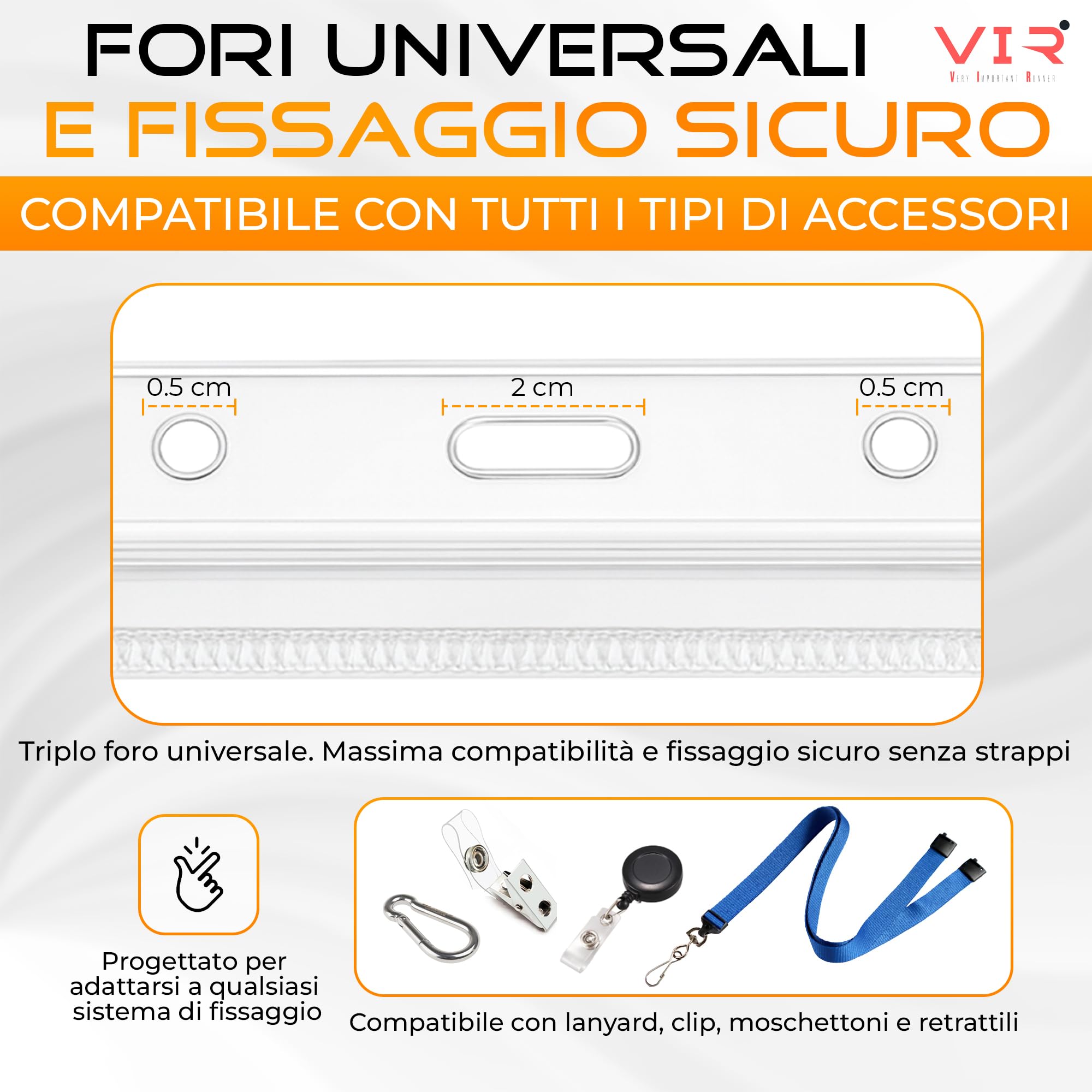 Porta Badge Trasparenti Impermeabile in PVC con Bordi Termosaldati e Apertura Superiore - 100 Pezzi