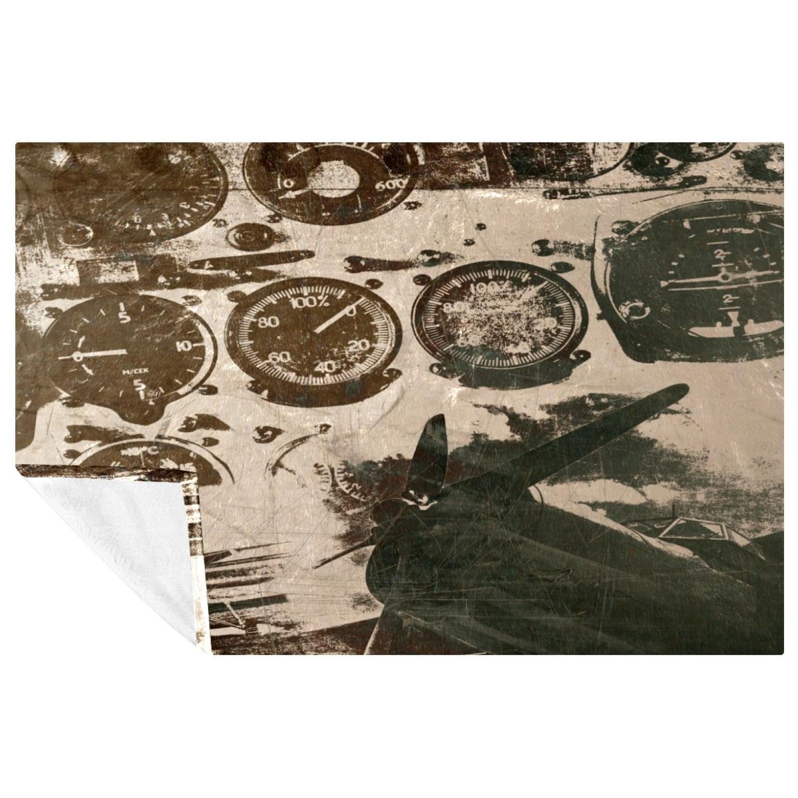 Couverture grunge motif avion plaid chaud et doux lit canapé 150x100