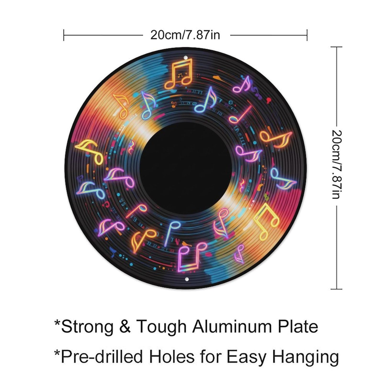 Colorful Music Vinyl Records Lively Rainbow Energy Metal Tin Sign