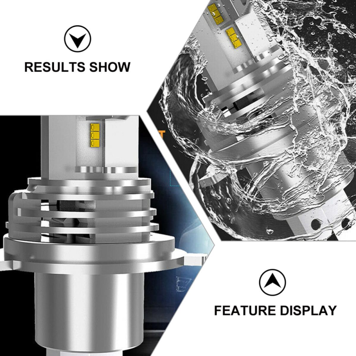 BESTonZON 2x Lampadine LED H4 9003 55w 5000lm per Fari Auto Anteriori Sinistro e Destro, Lega di Alluminio, Luce Bianca Fredda 6500k, Efficienza Elevata e Praticità Garantita