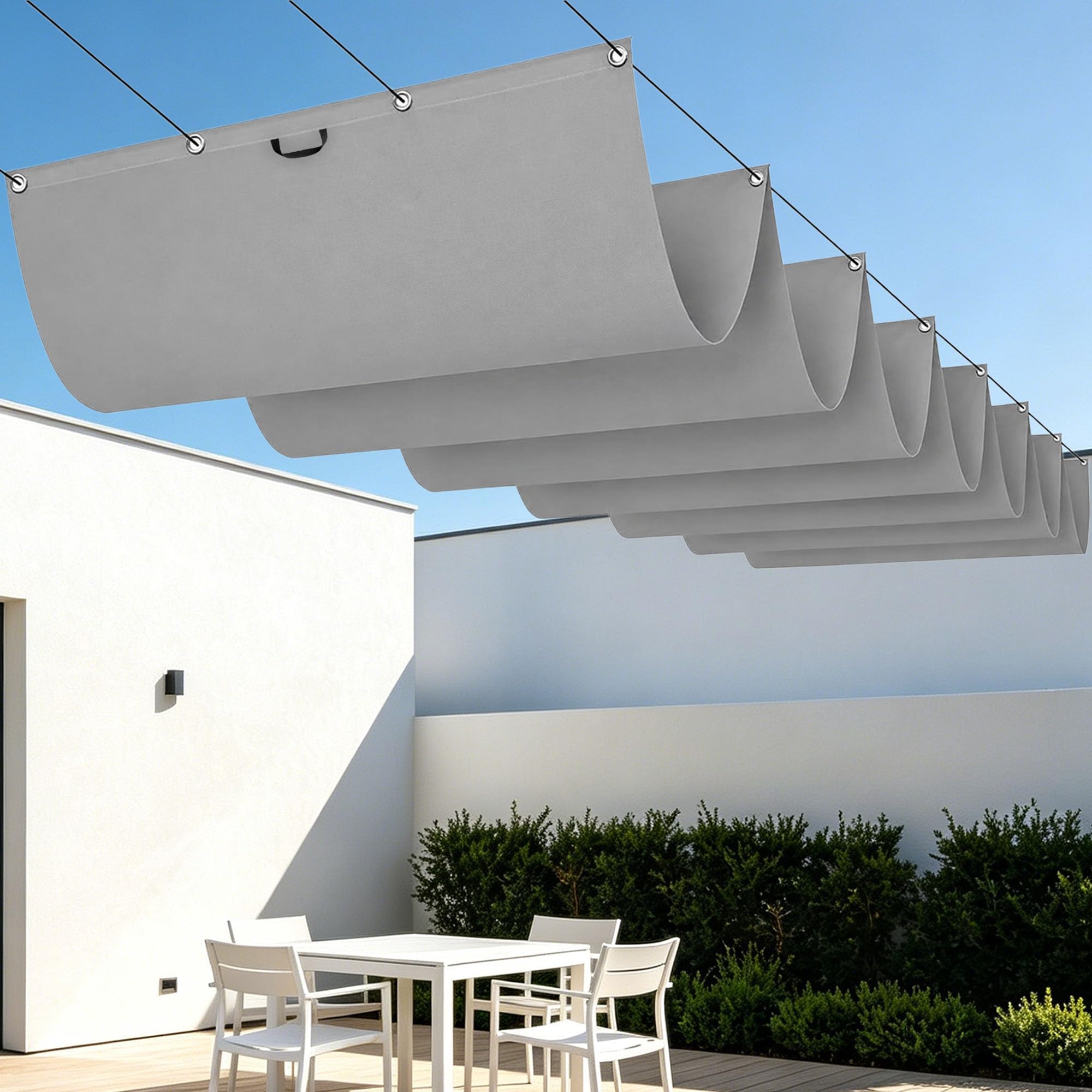 Voile d'ombrage rétractable imperméable et anti-UV 300x340 cm de terrasse gris