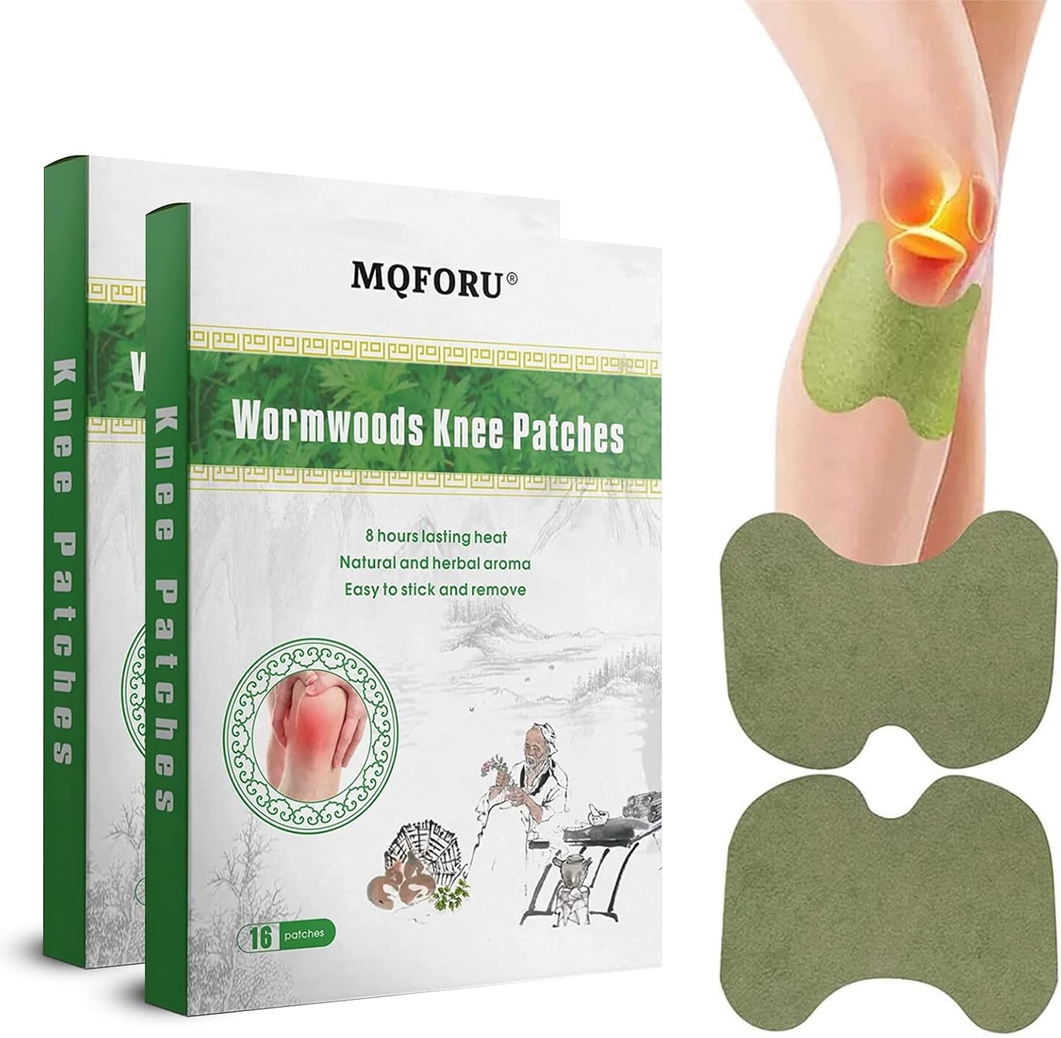 MQFORU Knee Pain Relief Patch, 32PCS Large Knee Patches Pain Relief