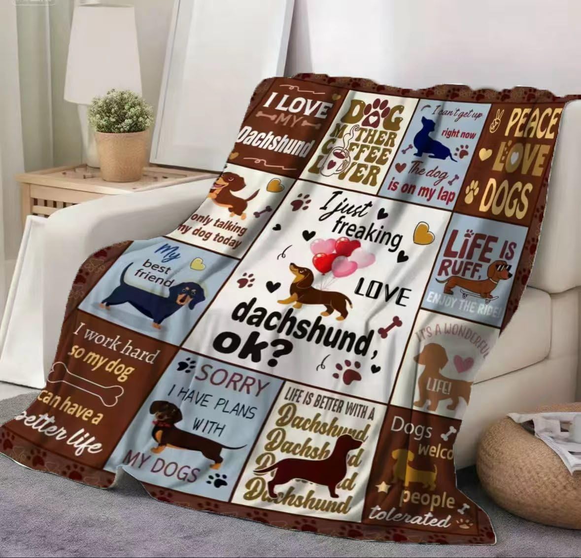 Vexthorion Dachshund Mum Blanket 150x100cm,Dog Lovers Gift,Sofa Home Decor