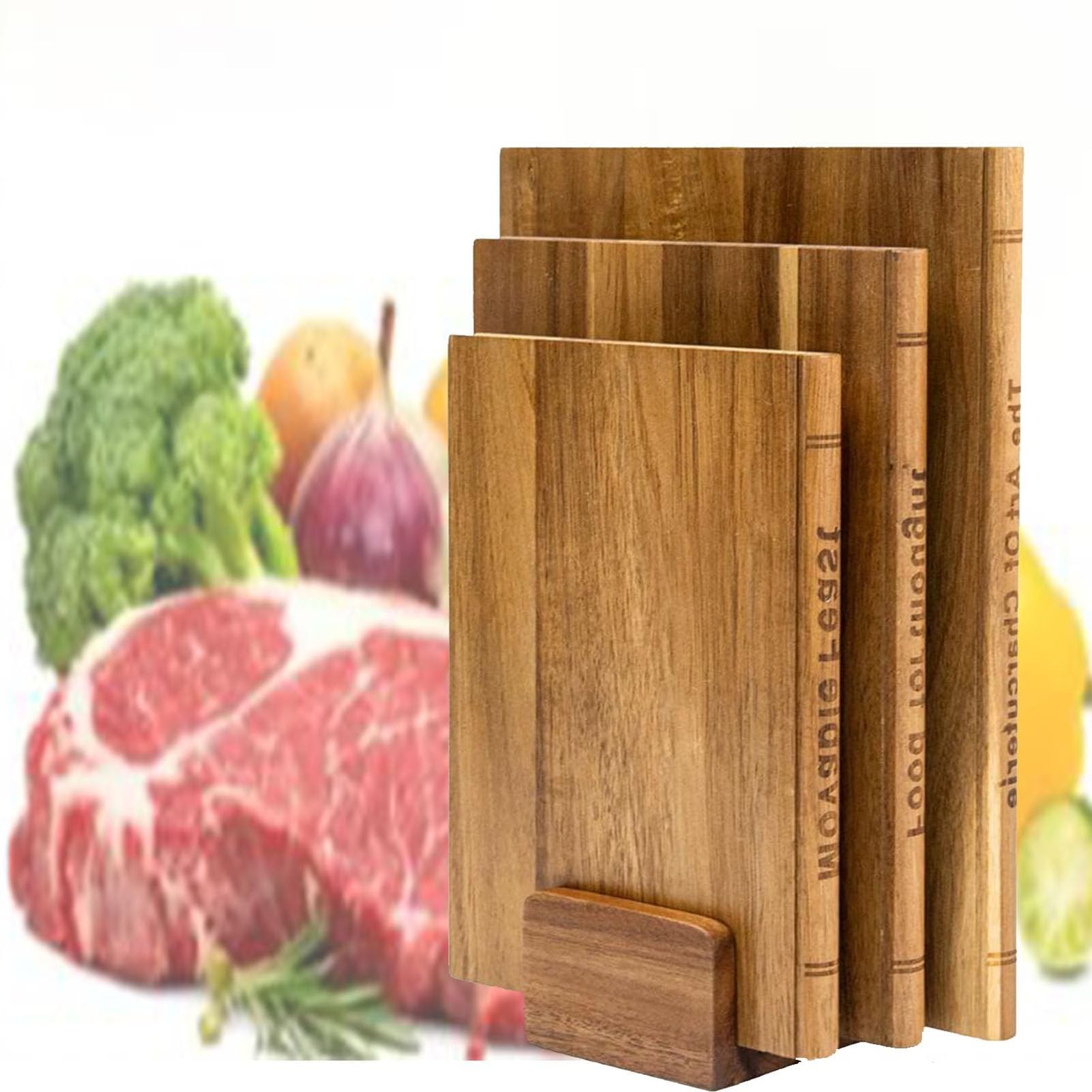 Set di taglieri a Forma di Libro, Set di 3 taglieri for Libri con Supporto, taglieri in Legno e Set di Utensili in Legno, taglieri for salumi, Decorazioni Decorative for la Cucina