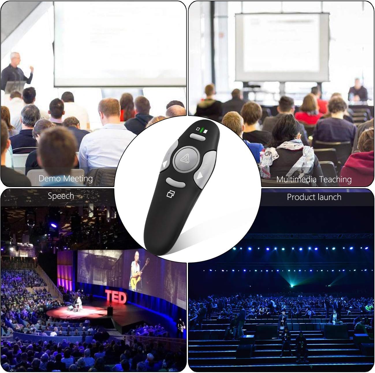 Klink Presentador Inalámbrico para Presentaciones - Puntero Láser con Mando Remoto, Pasador de Diapositivas, Compatibilidad Universal con Windows/Mac/Linux - Ideal para Conferencias y Enseñanza