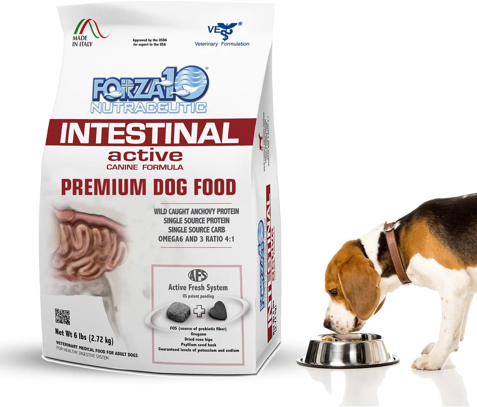 Active Dry Intestinal Dog Food, Gastrointestinal Dog Food, Digestive and Intestinal Diet Dry Dog Food for Adult and All Breeds (6 Pounds)