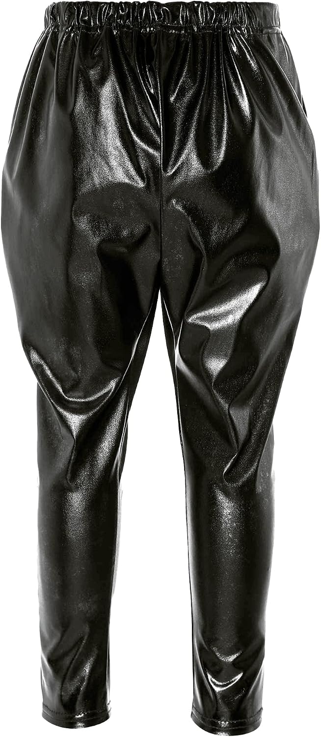 Girls Boys Shiny Metallic Dance Harem Pants Jazz Hip Hop Latin Ballet Street Dance Leggings Trousers Dancewear