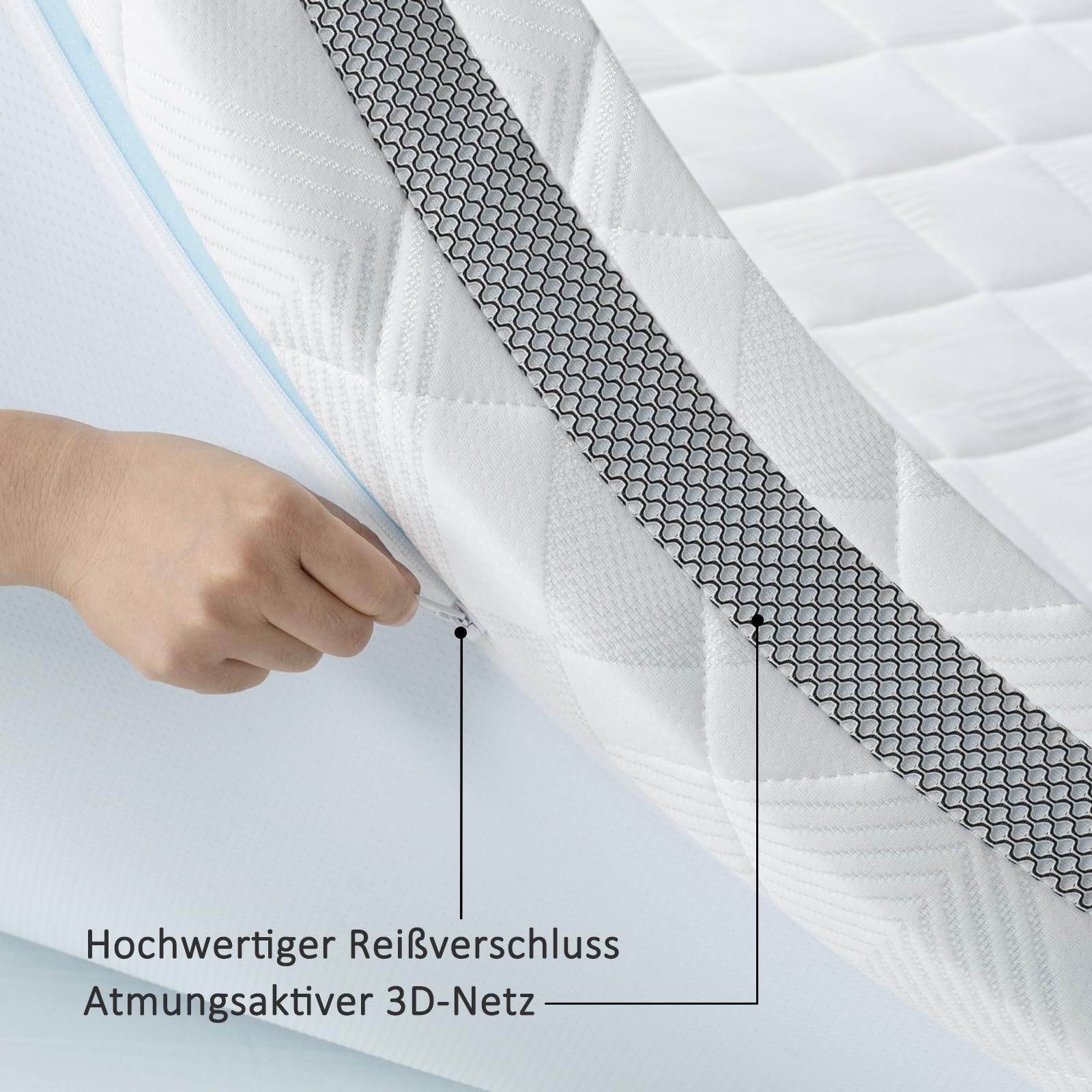 BedStory Gel Topper 180x200cm H3/H4 aus 10cm Höhe Kaltschaumkern, atmungsaktive 3D-Netz Bezug, Bequeme Matratzentopper für Boxspringbett und unbequemem Betten Schlafsofa