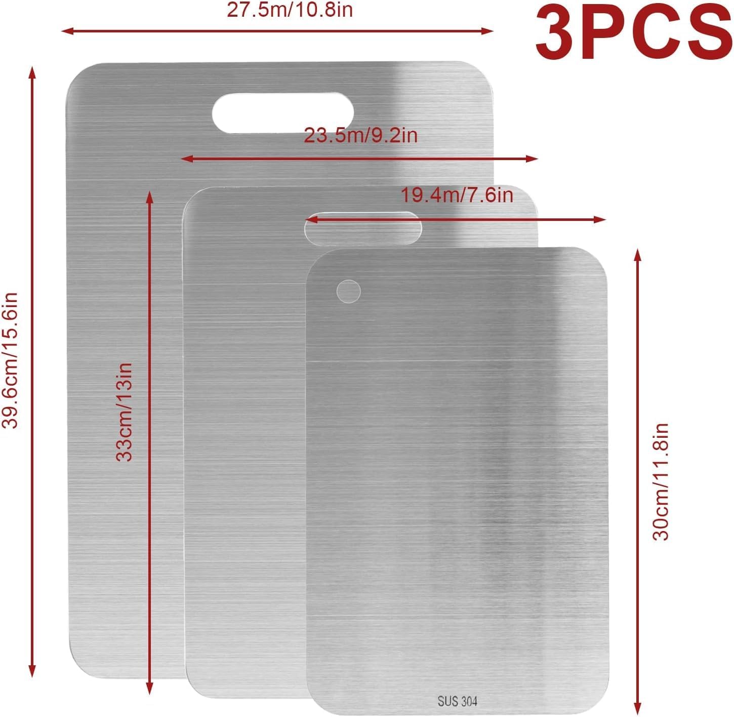 3pcs Stainless Steel Cutting Board Cutting Boards for Kitchen, Upgrade Double Sided Board, Thick Cutting Board for Home Kitchen Cooking - Image 4