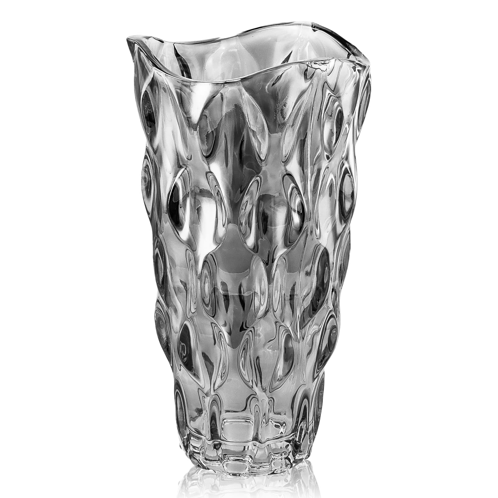 Dokeno Florero de Flor Cristal, Jarrones de Cristal 24cm Jarrones para Flores, Grande Jarrón de Cristal Transparente Florero De Vidrio, Grande Modernopara Fiestas Patio Oficina Hogar Cocina (Gris)