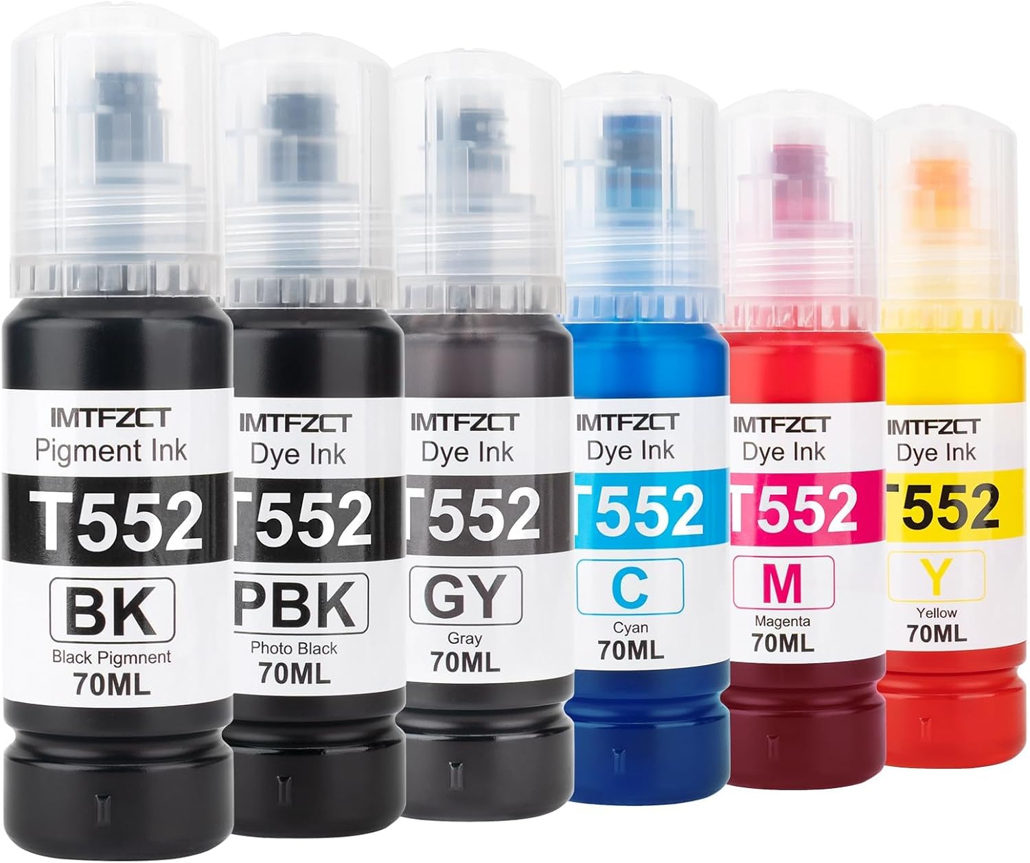 Replacement for T552 552 Ink Refill Bottles for Photo ET 8550 ET8550 Photo ET 8500 ET8500 8550 8500 Printers (BK PB C M Y GY)