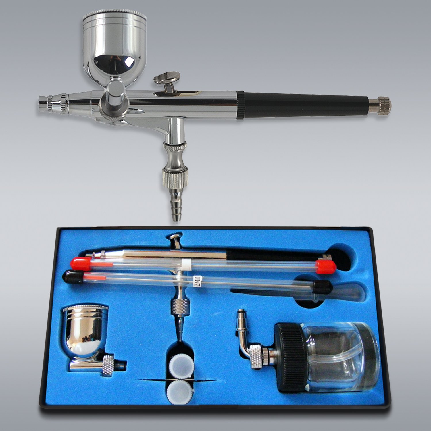 Limitowany super profesjonalny zestaw do aerografu Car Design I z bardzo cichym kompresorem Airbrush, 2 pistoletami, uchwytem manometrem, 3 w 1 Cleaning Pot, 5 szt. szczotek do czyszczenia i małych akcesoriów