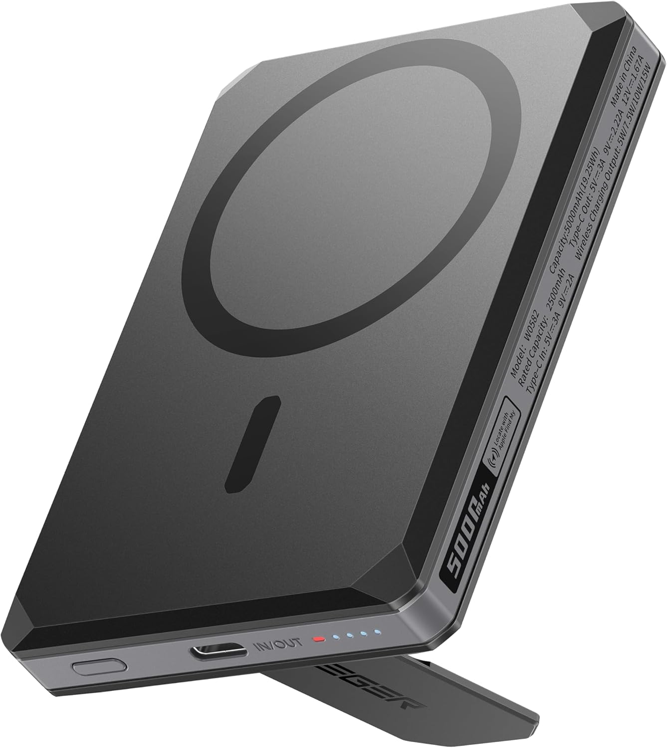 The VEGER Magnetic Portable Charger magnetically attached to the back of an iPhone, demonstrating wireless charging.