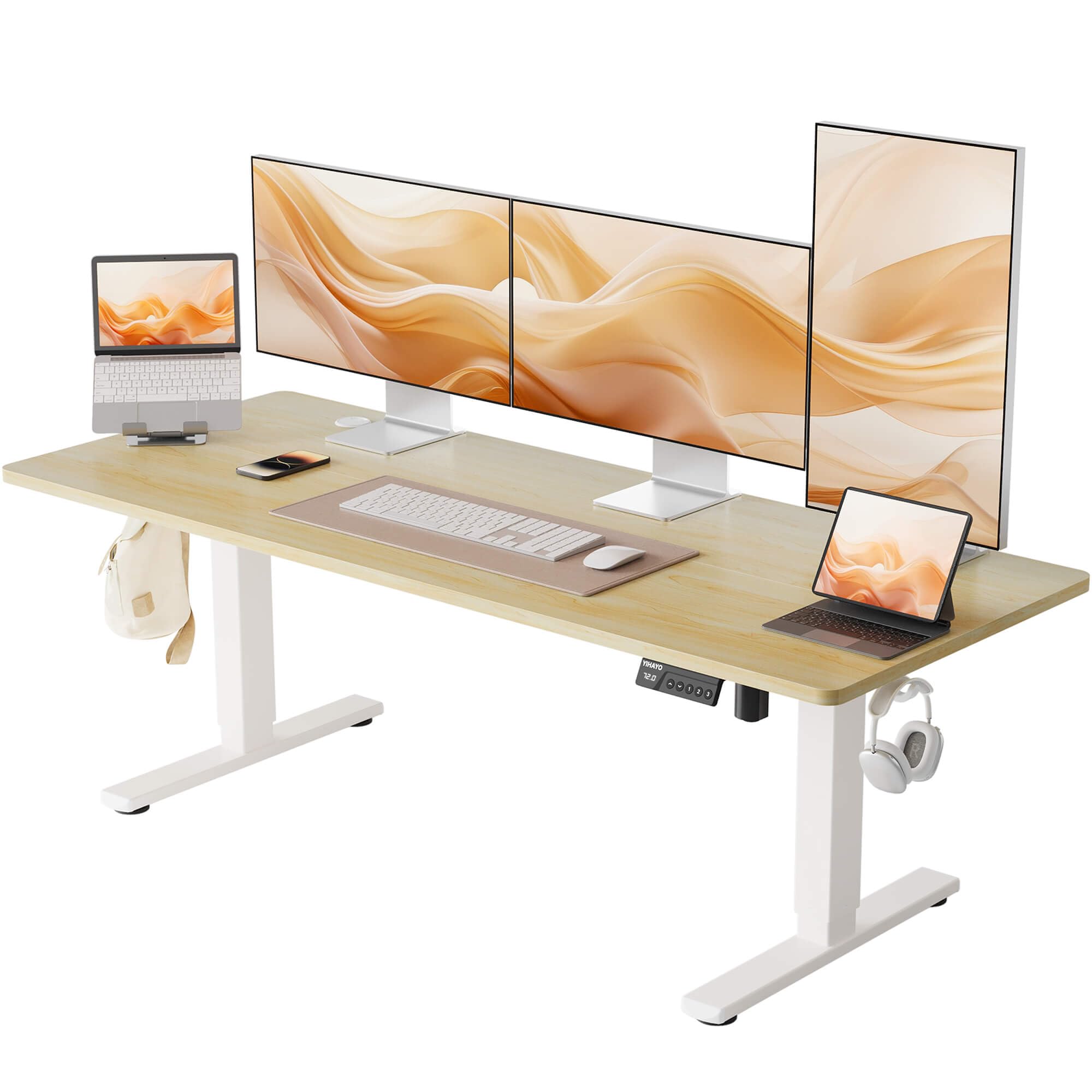 Amazon | YIHAYO ローデスク 高さ46-72cm 昇降デスク 幅150cm 奥行き