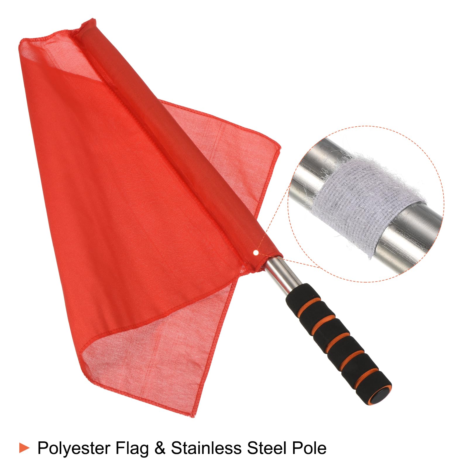 PATIKIL Árbitro Bandera, 4 Paquete Inoxidable Acero Poste Esponja Manija para Fútbol Cancha y Campo Deportes Línea Juez Comando Mano Señal, Rojo