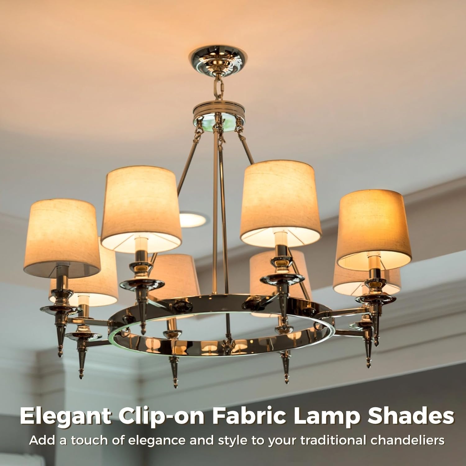 Set of 8 Chandelier Lamp Shades 5 Inch, Mini Barrel Lampshades Clip On for Table Lamp Wall Lamp Replacement, Natural Linen Mini Lamp Shade, 3.5x5x5.5in (Top Height Bottom)